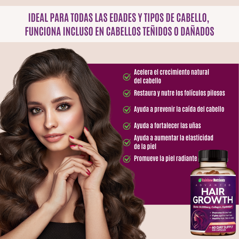 Hair Growth® Vitamina para cabello con Biotina x 120 cápsulas